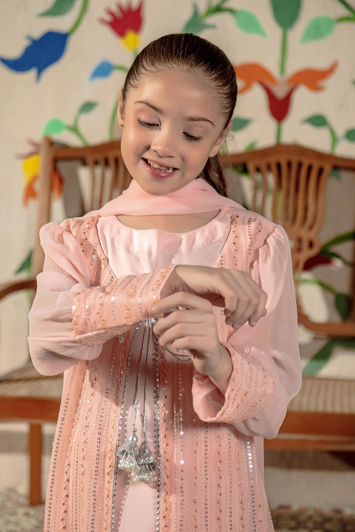 Chiffon Embroidered 3 Pc Suit - Wear Ochre