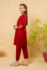 Ochre Clothing Girls Co-ords Cotton Embroidered 2 Pc Suit