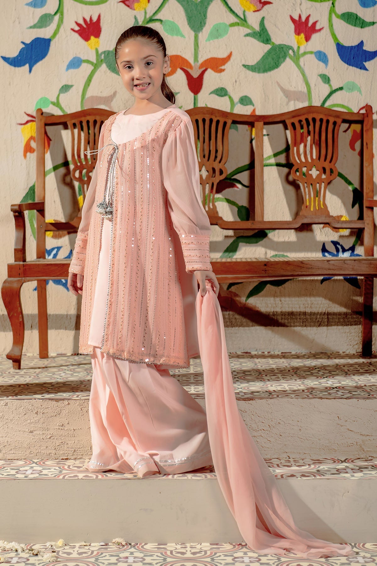 Chiffon Embroidered 3 Pc Suit - Wear Ochre