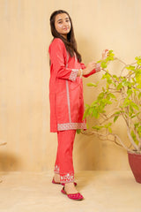 Ochre Clothing Girls Co-ords Cotton Embroidered 2 Pc Suit