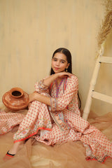 Swiss Lawn Digital Printed 3 Pc Suit - Wear Ochre