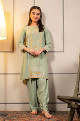 Ochre Clothing Cotton Embroidered 2 Pc Suit