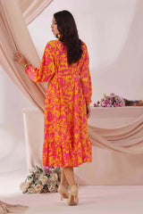 Ochre Clothing Women's Casual -Georgette Printed Dress-SOD-04