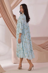 Ochre Clothing Women's Casual -Chiffon Printed Dress-SOD-03A