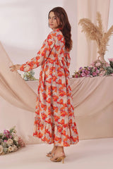 Ochre Clothing Women's Casual -Georgette Printed Dress-SOD-02