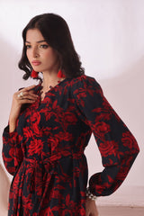 Ochre Clothing Women's Georgette Printed Dress