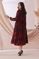 Ochre Clothing Women's Casual -Georgette Printed Dress-SOD-01