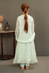 Ochre Clothing Girls Full Suits Chiffon Embroidered 3 Pc Suit