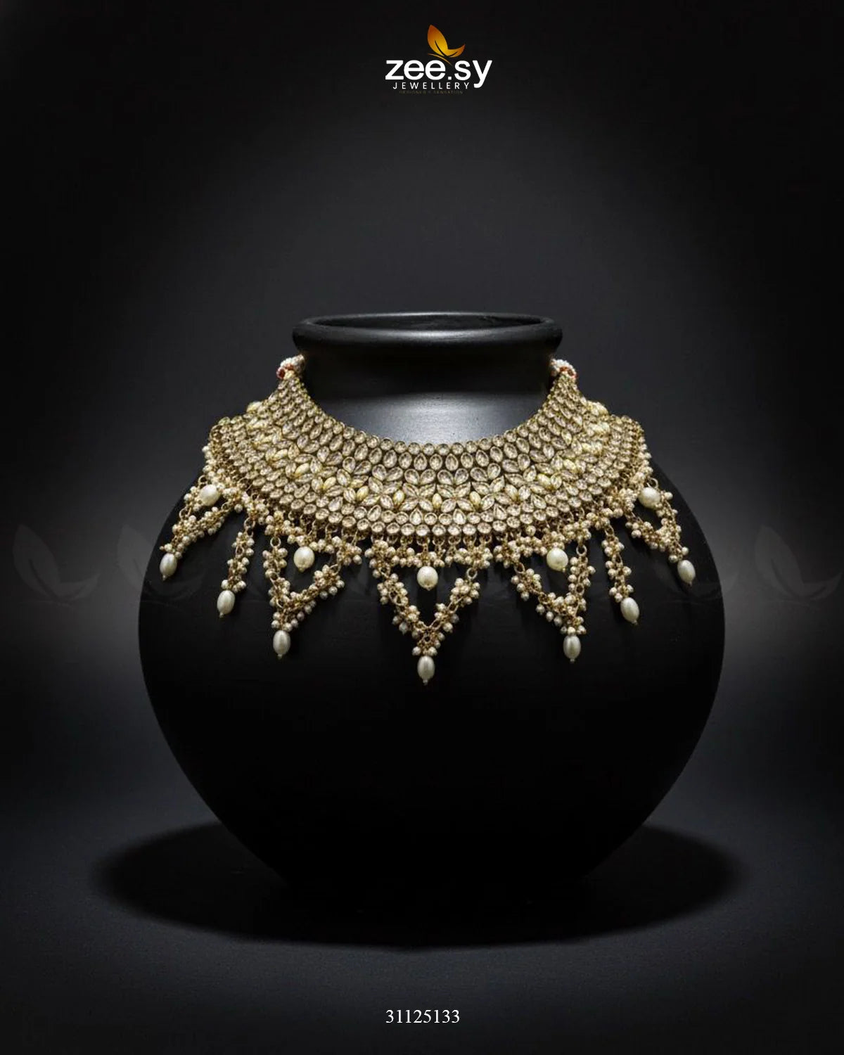 Rich Bold Hand Sculpt Bridal Set Champagne - Zeesy Jewellery