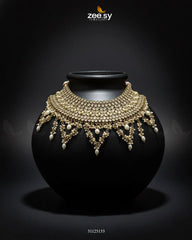 Rich Bold Hand Sculpt Bridal Set Champagne - Zeesy Jewellery