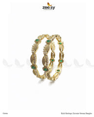 Rich Heritage Zirconia Stream Bangles - Green - Zeesy Jewellery