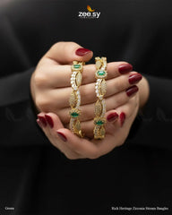 Rich Heritage Zirconia Stream Bangles - Green - Zeesy Jewellery