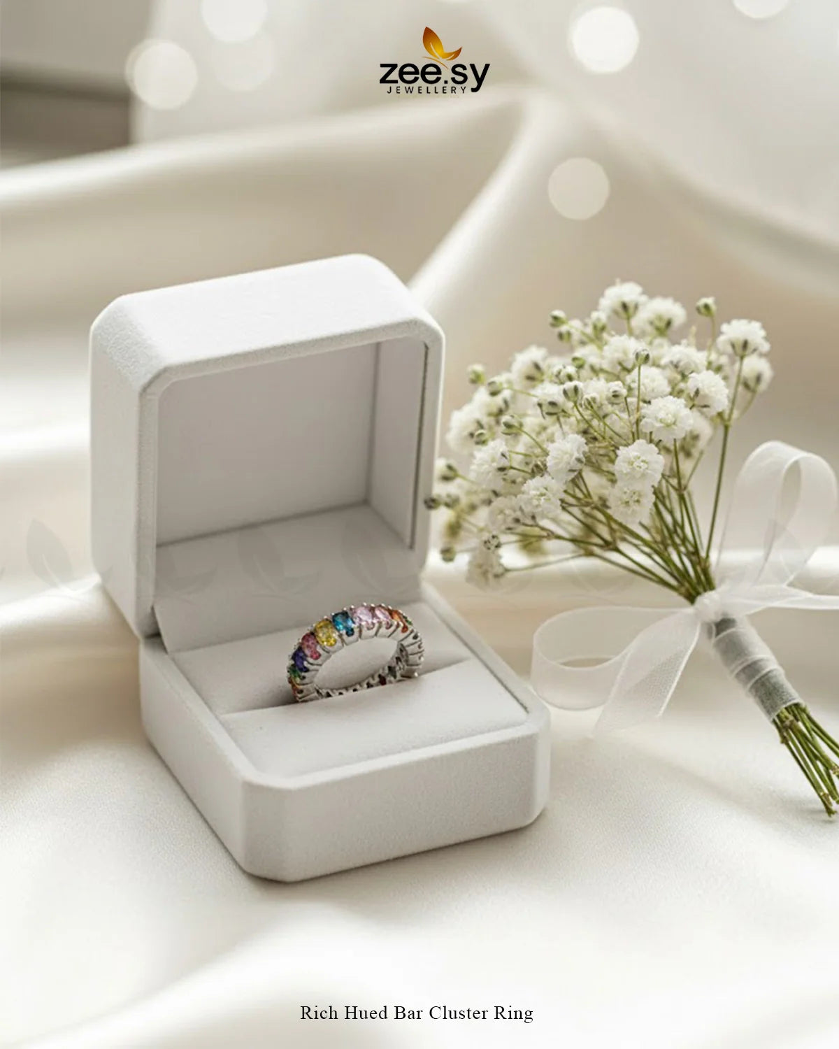 Rich Hued Bar Cluster Ring - Zeesy Jewellery