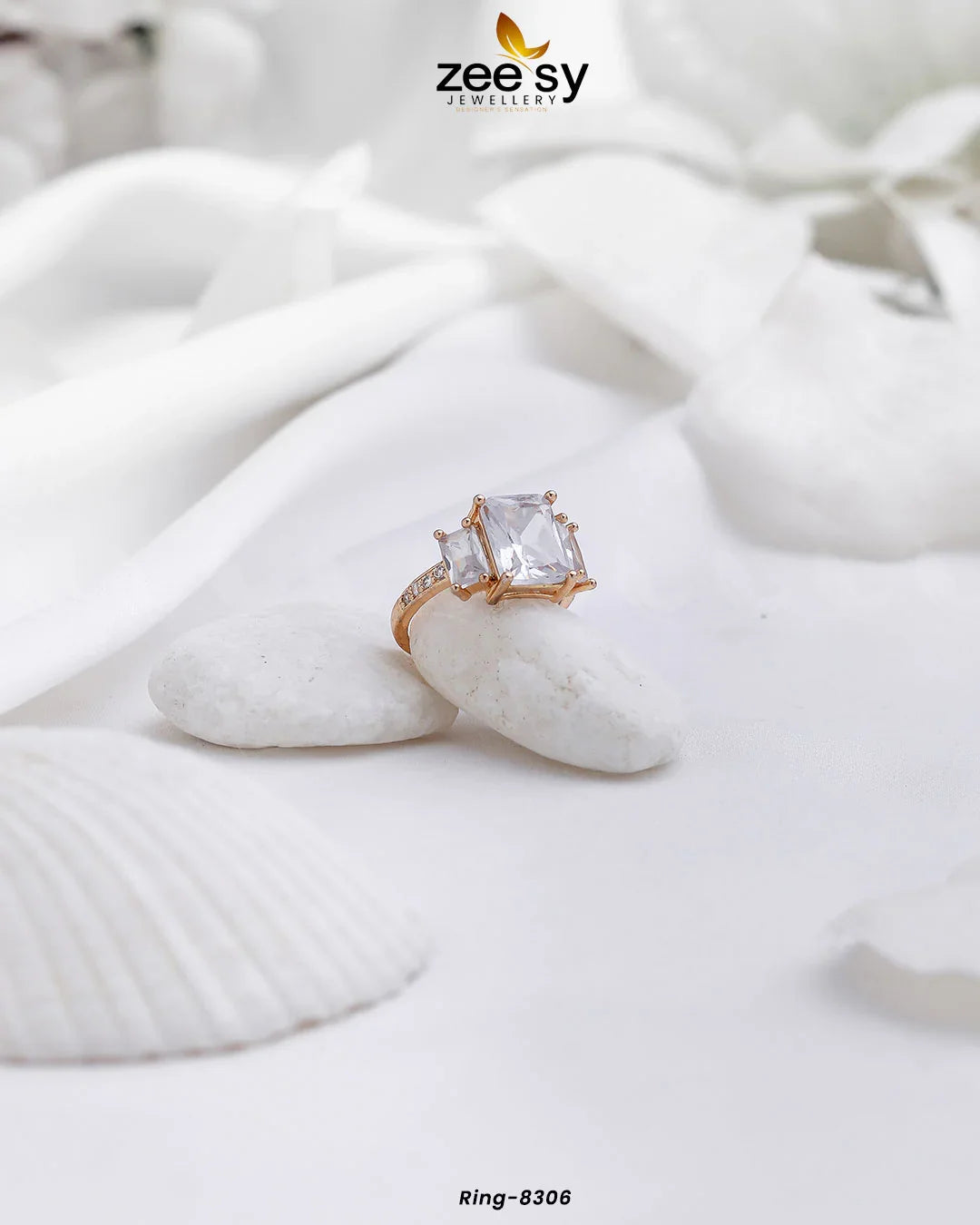 Ring-8306 White - Zeesy Jewellery