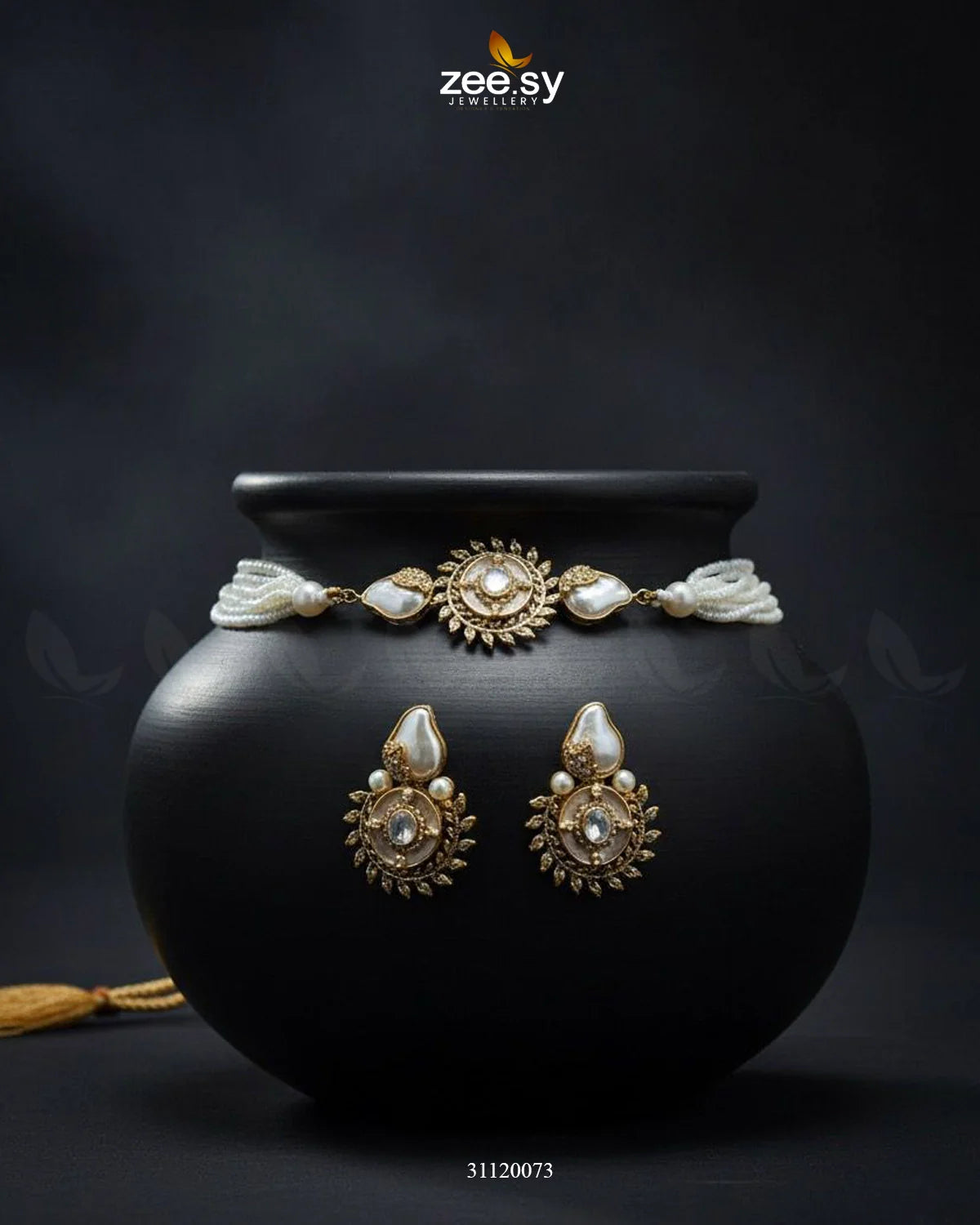 Royal Darbar Choker Set Mint Pink - Zeesy Jewellery