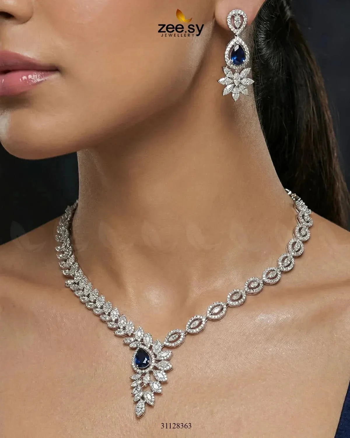 Royal Floral Zirconia Necklace Set