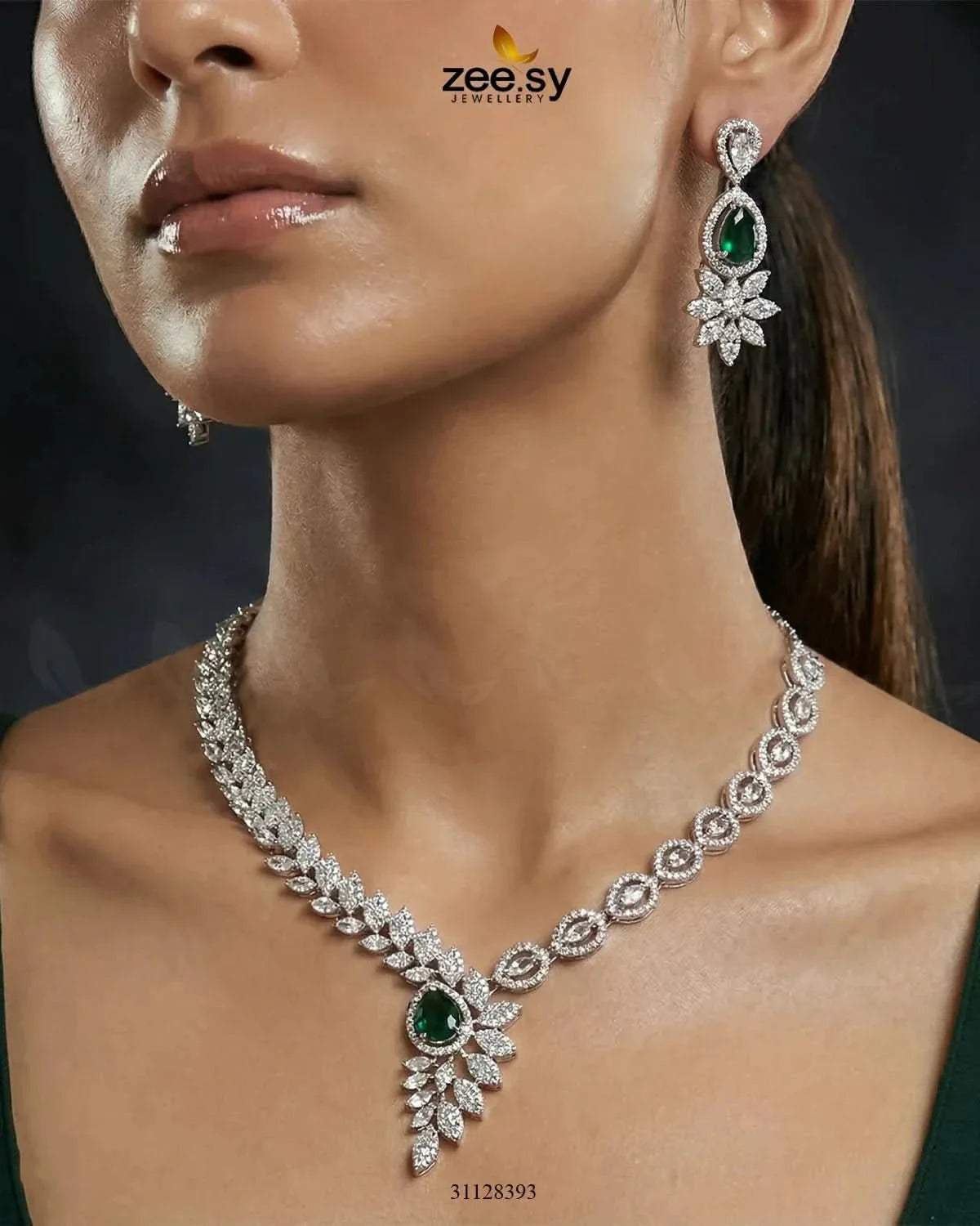 Royal Floral Zirconia Necklace Set