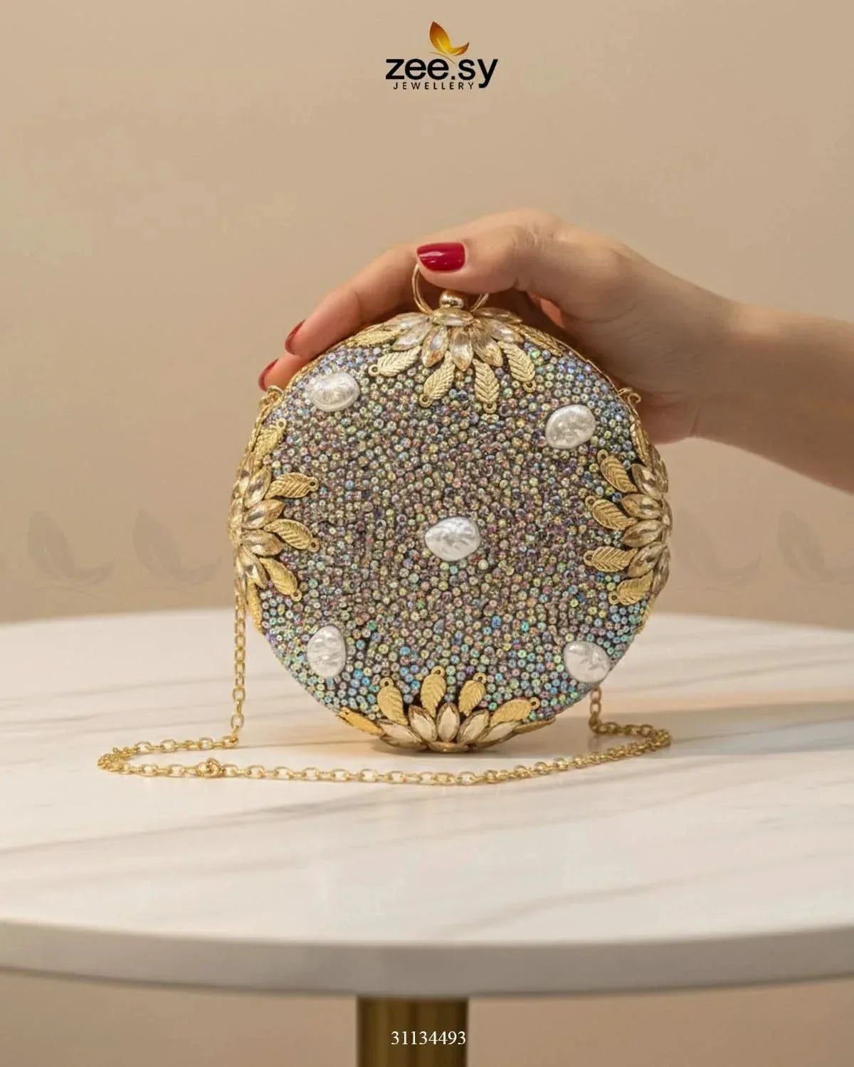 Royal Leaf's Rhinestone Clutch Bag