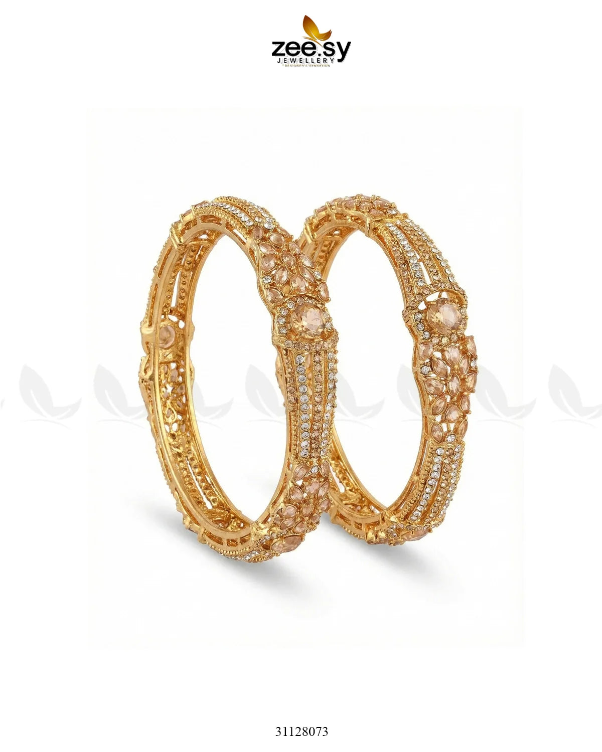Royal Neel Cluster Pave Bangles Golden Champagne - Zeesy Jewellery