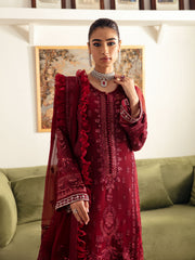Gulaal Unstitched 3 Piece Emb Chiffon Vol-01 Suit-Ruby GL-EC-23V1-02