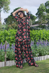 Luxe Noir by Madiha Gohar Stitched Summer Suit-Ruby Bloom Farshi Shalwar