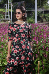 Luxe Noir by Madiha Gohar Stitched Summer Suit-Ruby Bloom Farshi Shalwar
