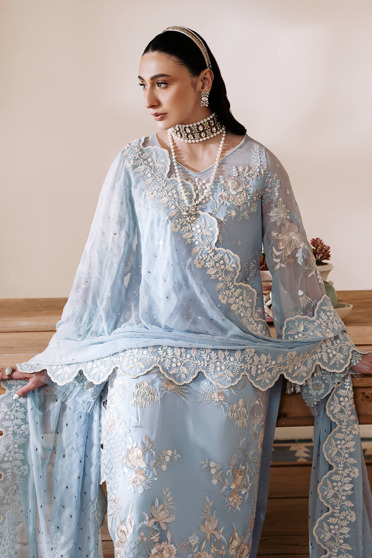 Muse By Serene Unstitched 3 Piece Luxury Festive Chiffon Collection'2025-S-1078 Glace
