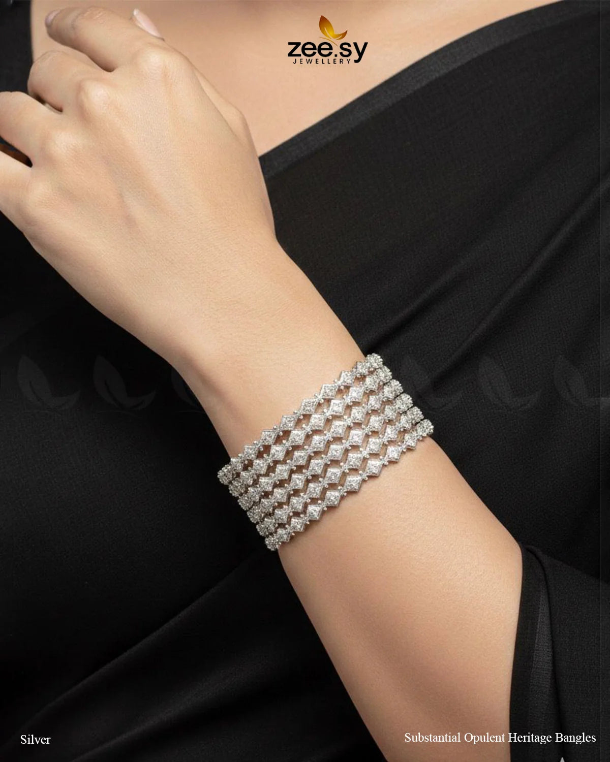 Substantial Opulent Heritage Bangles - Silver - Zeesy Jewellery