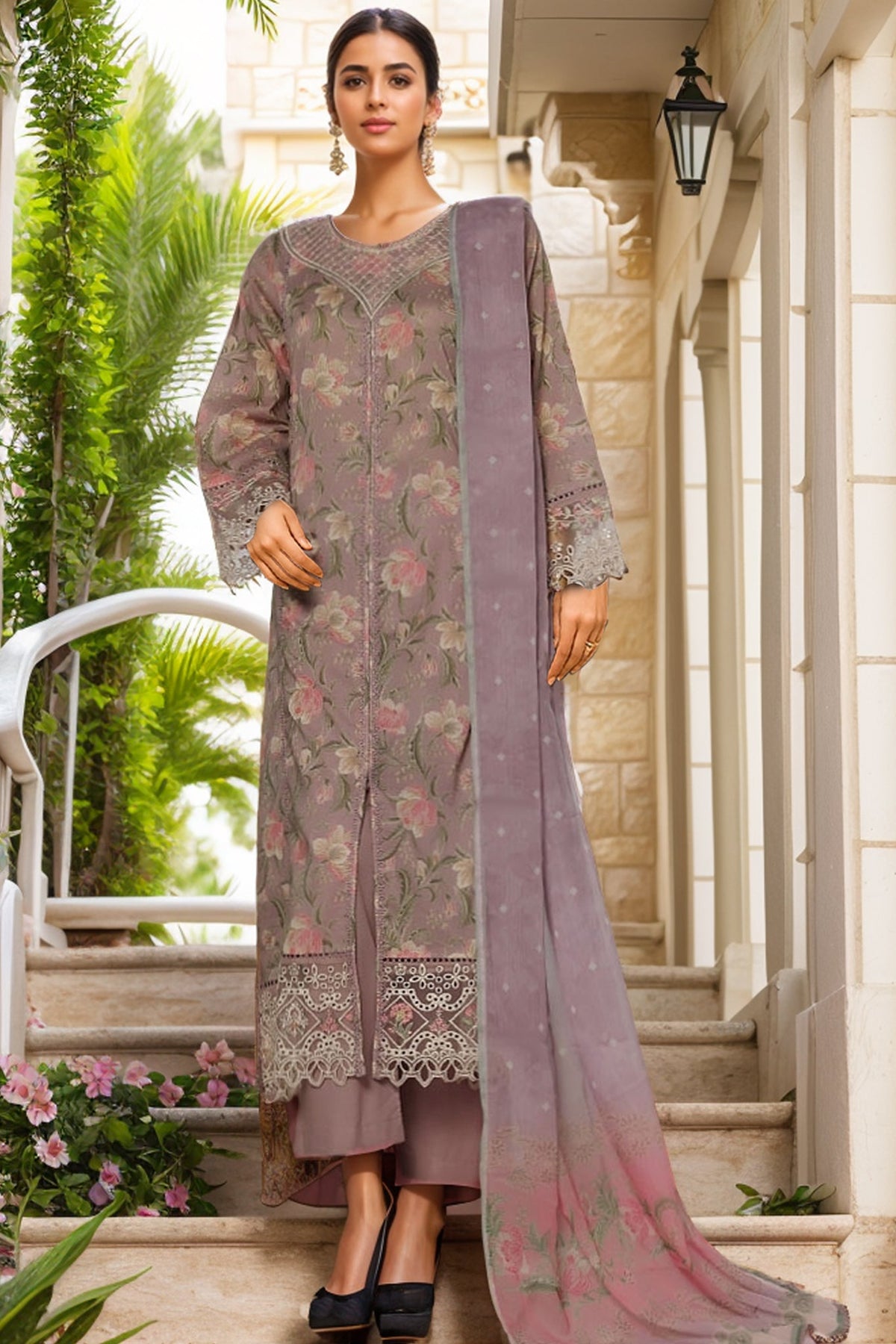 Sada Bahar Stitched 3 Piece Festive Emb Lawn Vol-02 Collection'2025-D-104-Plum