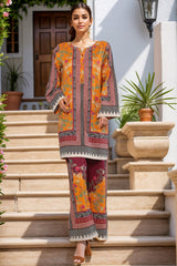 Sada Bahar Stitched Co-Ords Digital Printed Cotton Suit-PS-284-Orange