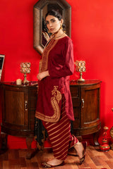 Aayra Stitched Summer Collection'2025-AY609 - Emb Maroon 3Pc