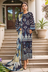 Sada Bahar Stitched 3 Piece Printed Shimmered Cambric Suit-SC-303-BLUE