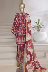 Sada Bahar Stitched 3 Piece Printed Shimmered Cambric Suit-SC-304-MAROON