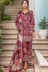 Sada Bahar Stitched 3 Piece Printed Shimmered Cambric Suit-SC-304-MAROON