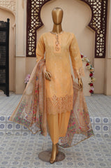 Sumi Stitched 3 Piece Emb Stiff Cotton Collection'2025-SEC-05-Orange