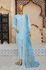 Sumi Stitched 3 Piece Emb Stiff Cotton Collection'2025-SEC-06-Sky Blue