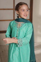 Nat Khat Guriya By Shanzey Stitched 3 Piece Cotton Suit-SHK-5603-Sea Green