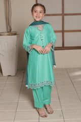 Nat Khat Guriya By Shanzey Stitched 3 Piece Cotton Suit-SHK-5603-Sea Green