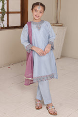 Nat Khat Guriya By Shanzey Stitched 3 Piece Cotton Suit-SHK-5605-Sky