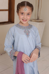 Nat Khat Guriya By Shanzey Stitched 3 Piece Cotton Suit-SHK-5605-Sky