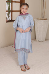 Nat Khat Guriya By Shanzey Stitched 3 Piece Cotton Suit-SHK-5605-Sky