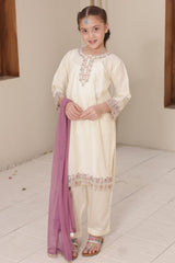 Nat Khat Guriya By Shanzey Stitched 3 Piece Cotton Suit-SHK-5609-Off White