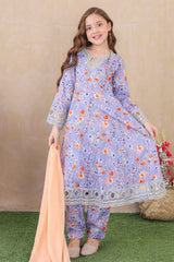 Shanzey Stitched 3 Piece Emb Kalidaar Frocks With Chiffon Dupatta Suit-SHK-6204