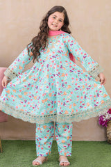 Shanzey Stitched 3 Piece Emb Kalidaar Frocks With Chiffon Dupatta Suit-SHK-6205