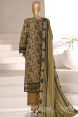 Signature By Sada Bahar Stitched 3 Piece Emb Khaddar Winter Suit-SK-534-Mehndi