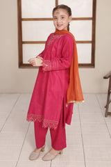 Nat Khat Guriya By Shanzey Stitched 3 Piece Cotton Suit-SHK-5606-Burgandi