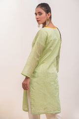 Silcot Stitched Summer Collection'2025-Alizeh  Soft Green Paper Cotton Shirt