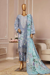 Bin Saeed Stitched 3 Piece Exclusive Emb Lawn Vol-01 Collection-SM-026-Grey