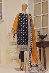 Bin Saeed Stitched 3 Piece Exclusive Emb Lawn Vol-01 Collection-SM-1501-Blue
