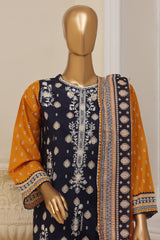 Bin Saeed Stitched 3 Piece Exclusive Emb Lawn Vol-01 Collection-SM-1501-Blue